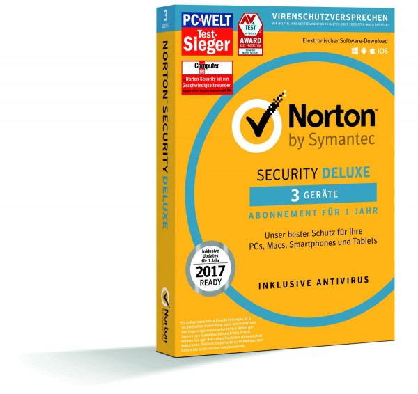 Symantec Norton Security Deluxe 3.0, 3 Geräte - 1 Jahr, ESD, Download Win/Mac/Android