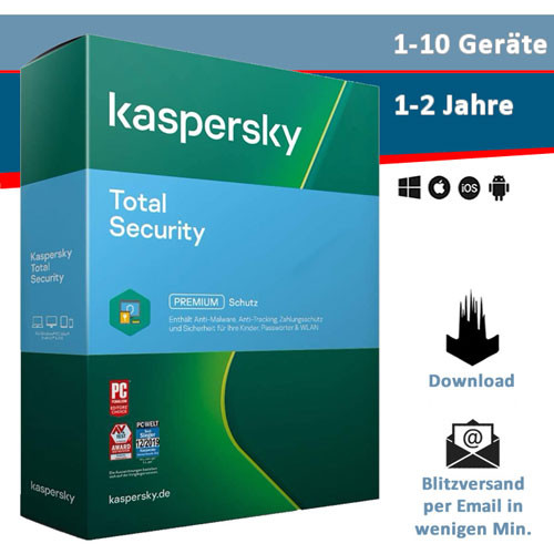 Kaspersky Total Security 2021/2022, 1-10 Geräte, 1-2 Jahre, Retail-Key, Download
