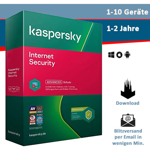 Kaspersky Internet Security 2021/2022, 1/3/5/10 Geräte, 1 oder 2 Jahre, Download