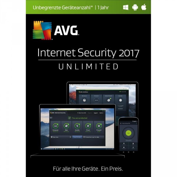 AVG Internet Security 2017 Unlimited - 1 User - 1 Jahr - beliebig viele Geräte, Download, Deutsch